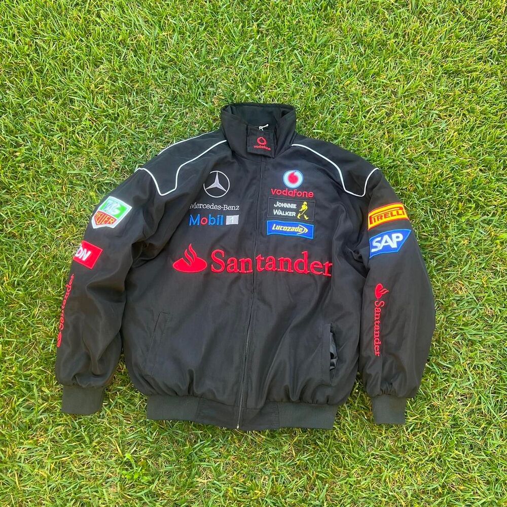 Mercedes Benz Racer Jacket vtg Men’s size L Large rare black 90s